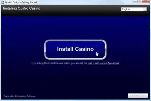 Pantalla de acceso al software del casino
